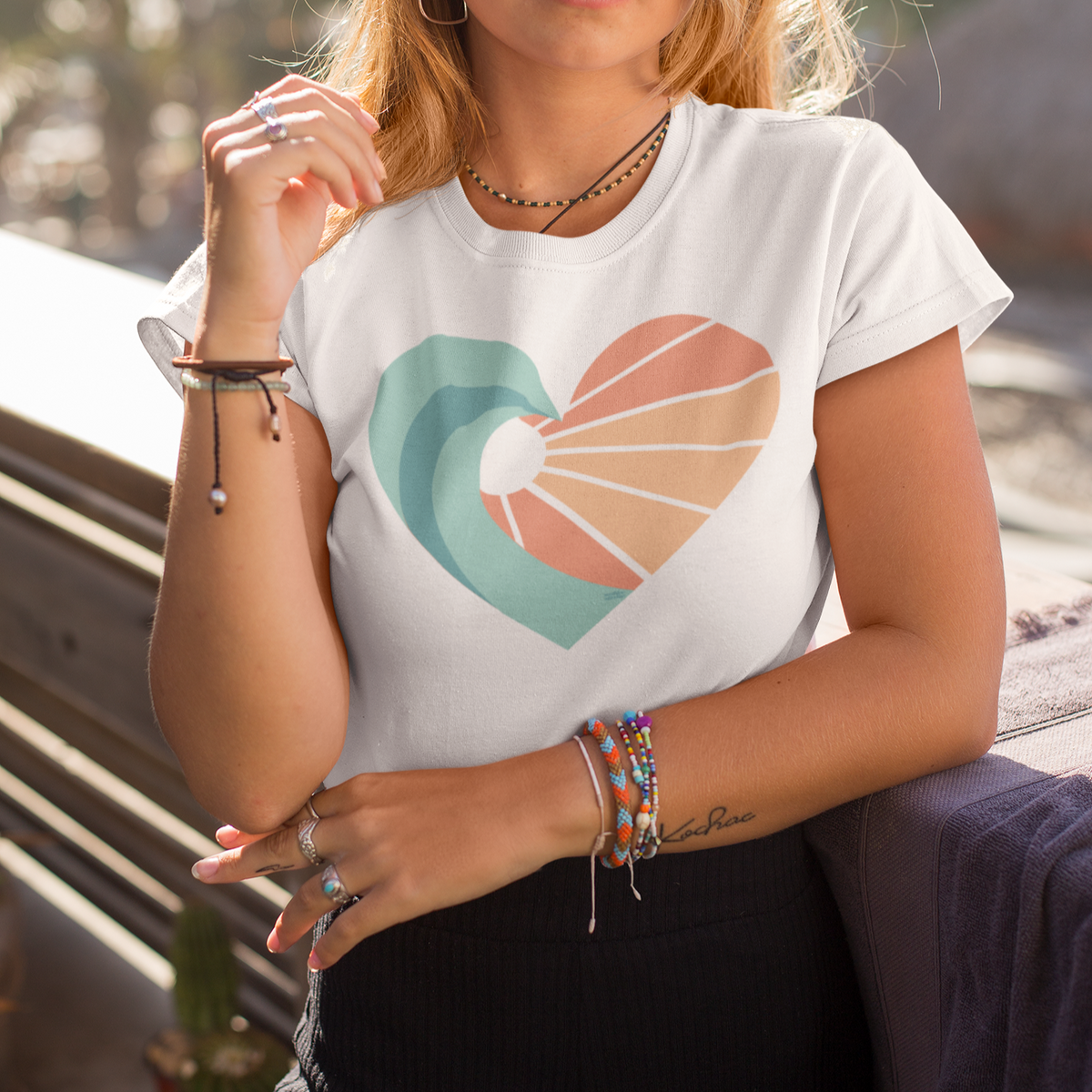 Wave + Sun Heart | Women&#39;s Relaxed T-Shirt