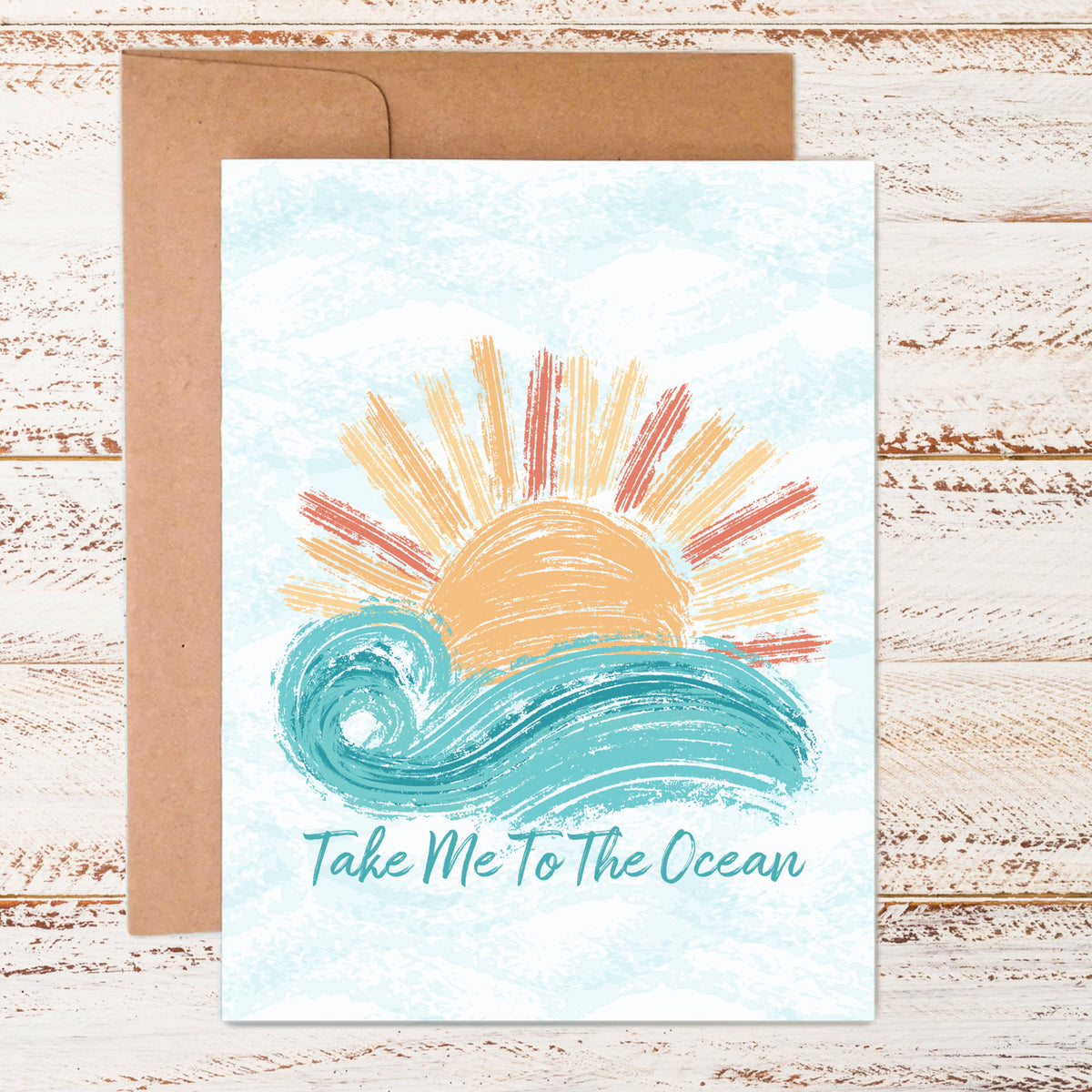 flat lay of beach themed stationary cards