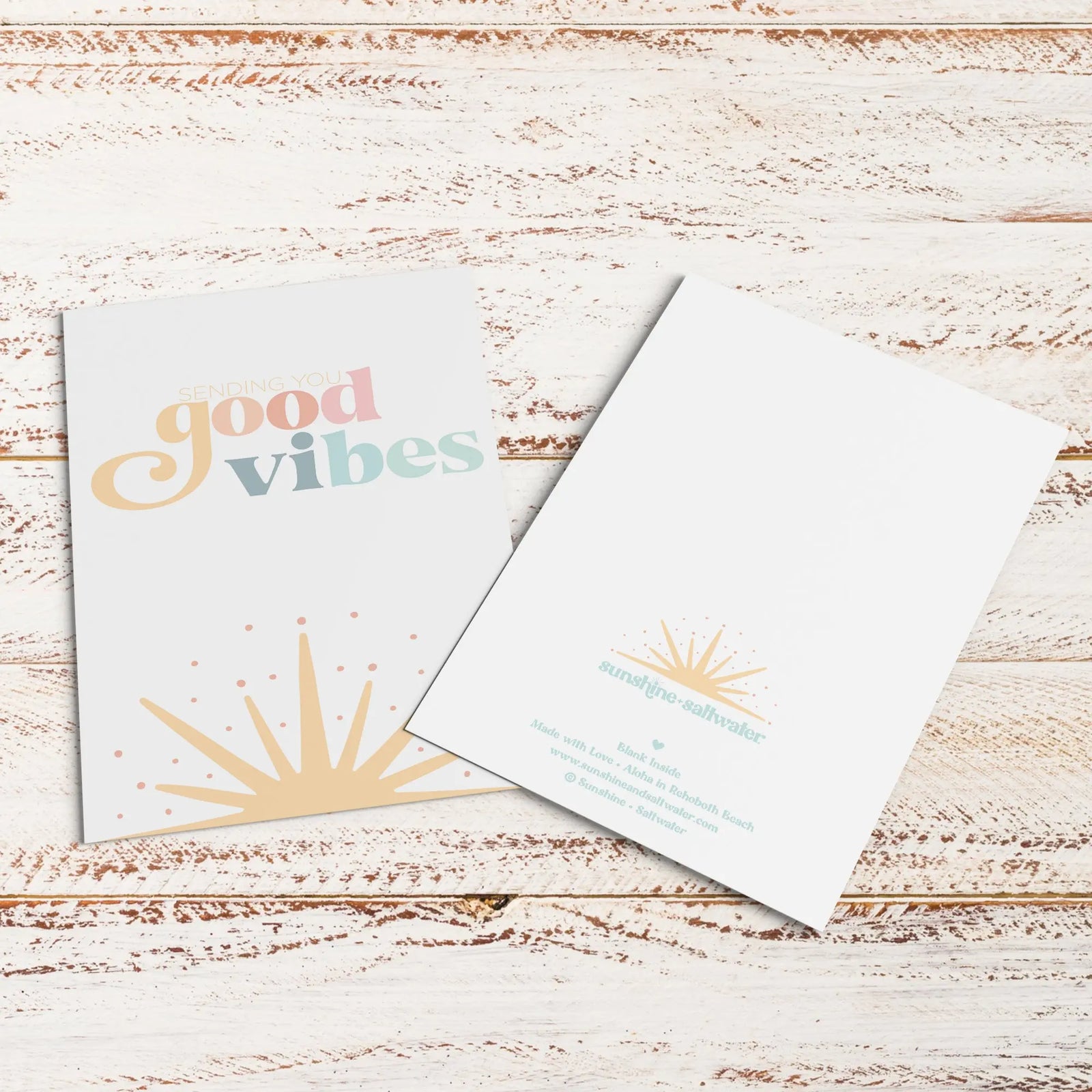 Good vibes greeting card with kraft paper envelope