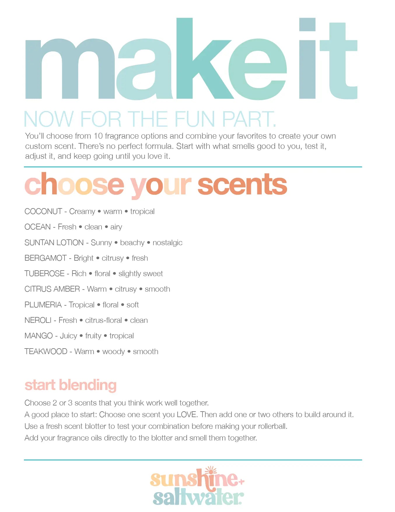 Perfume Making Workshop: Create Your Own Rollerball Perfume Sunshine + Saltwater®