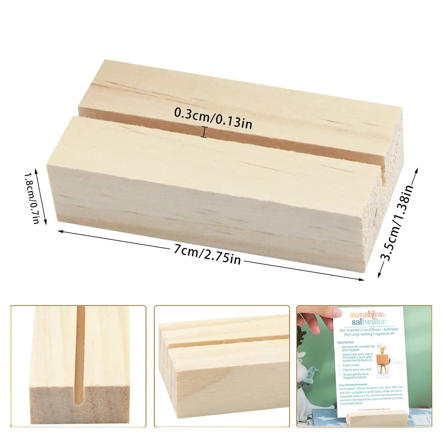 Car Diffuser + Refill Shelf Talker With Wood Block Sunshine + Saltwater