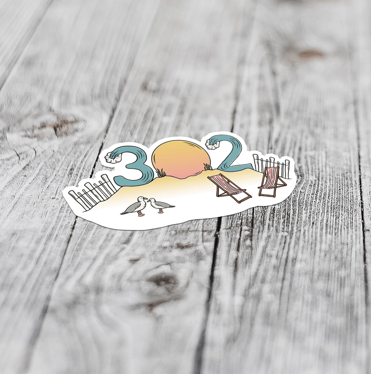 302 Beaches (Delaware) Sticker