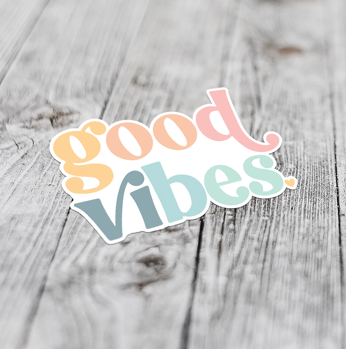 flat lay of large good vibes sticker made of vinyl material