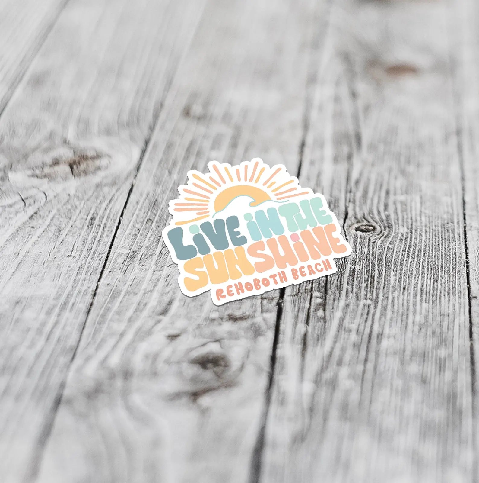 Live In The Sunshine: Rehoboth Beach | Small Sticker Sunshine + Saltwater