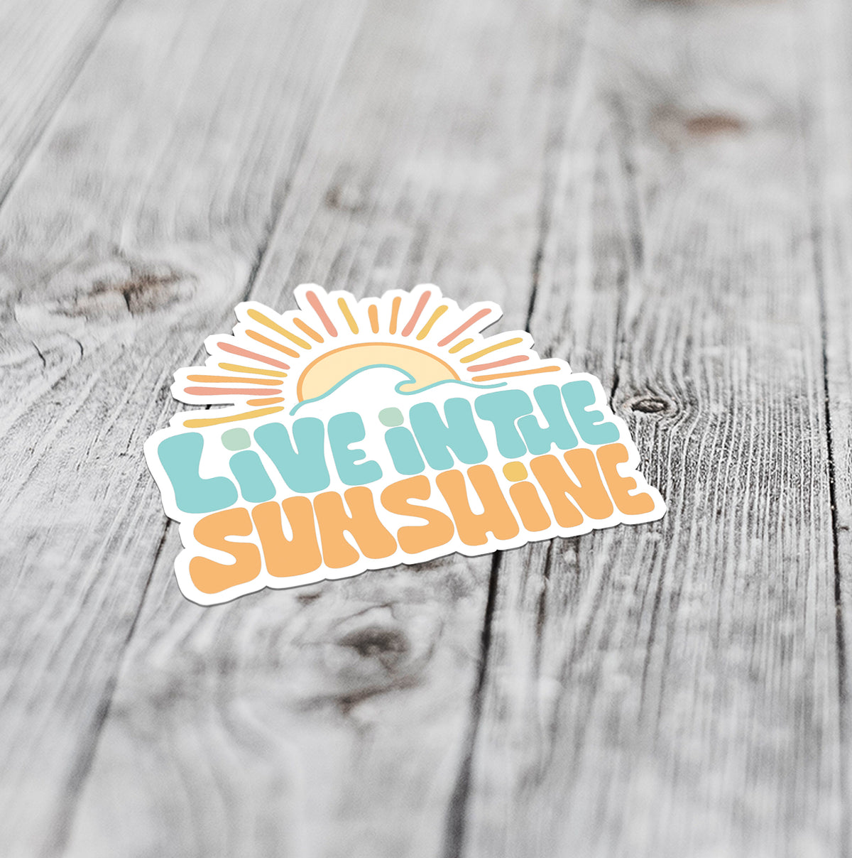 live in the sunshine sticker flat lay