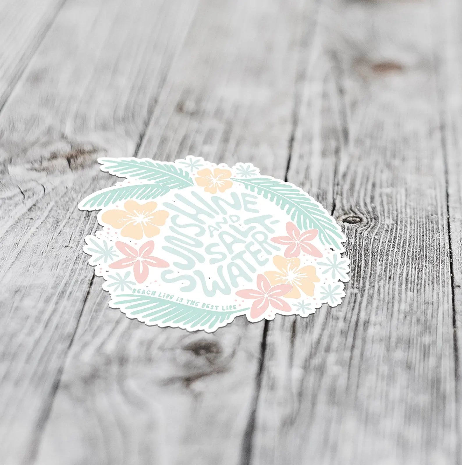 sunshine and saltwater sticker flatlay