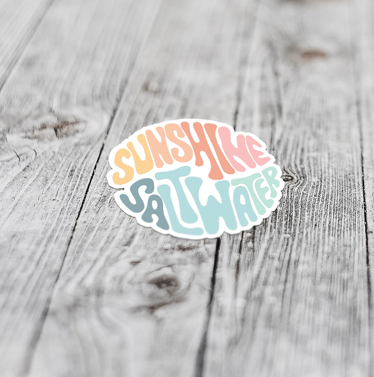 sunshine and saltwater small sticker in pastel colors