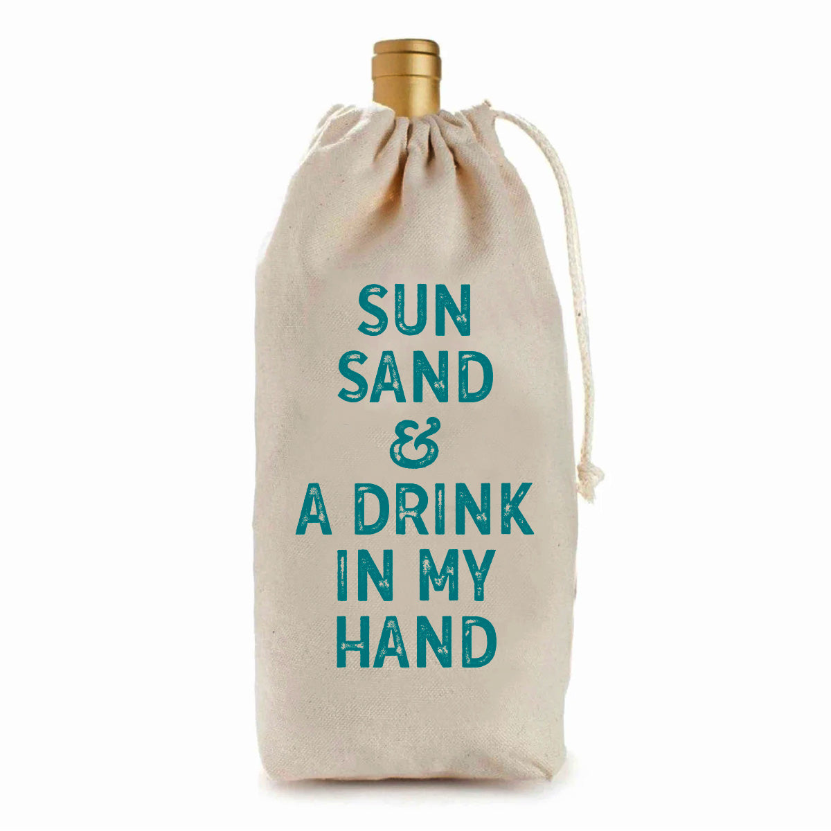 Wine Bag Drawcord | Sun, Sand &amp; A Drink In My Hand