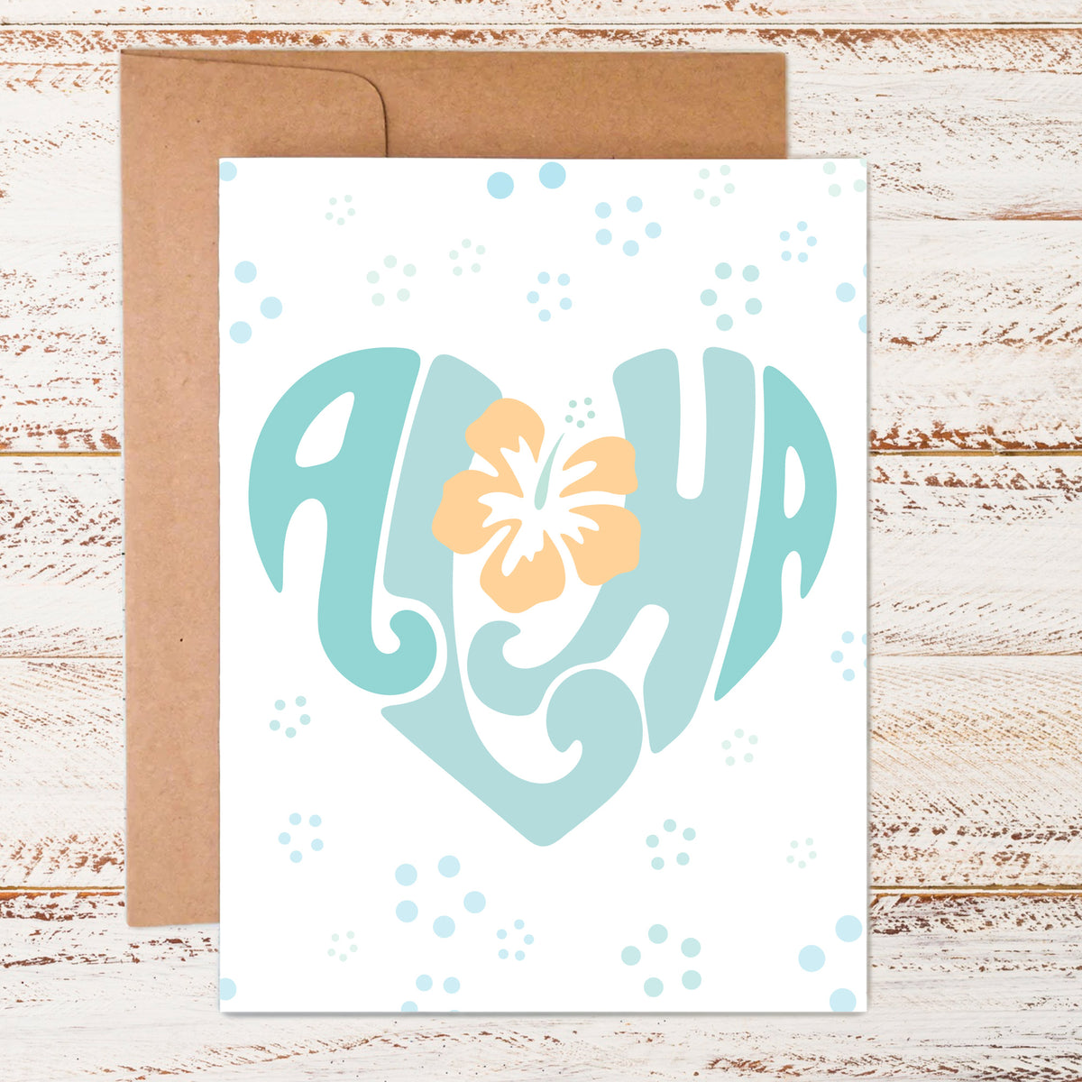 aloha love card with kraft paper envelope