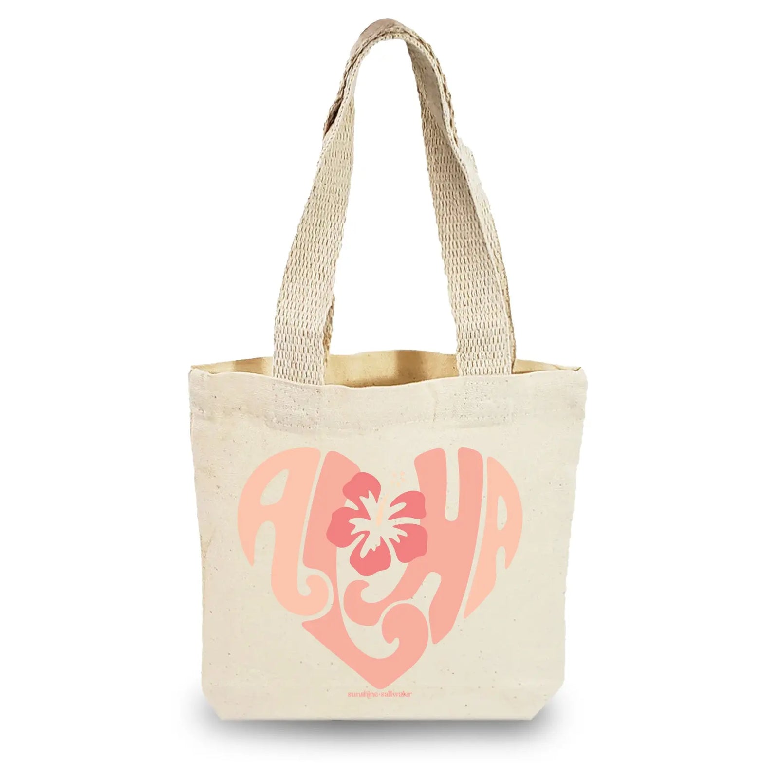 aloha tote bag on mini canvas gift bag