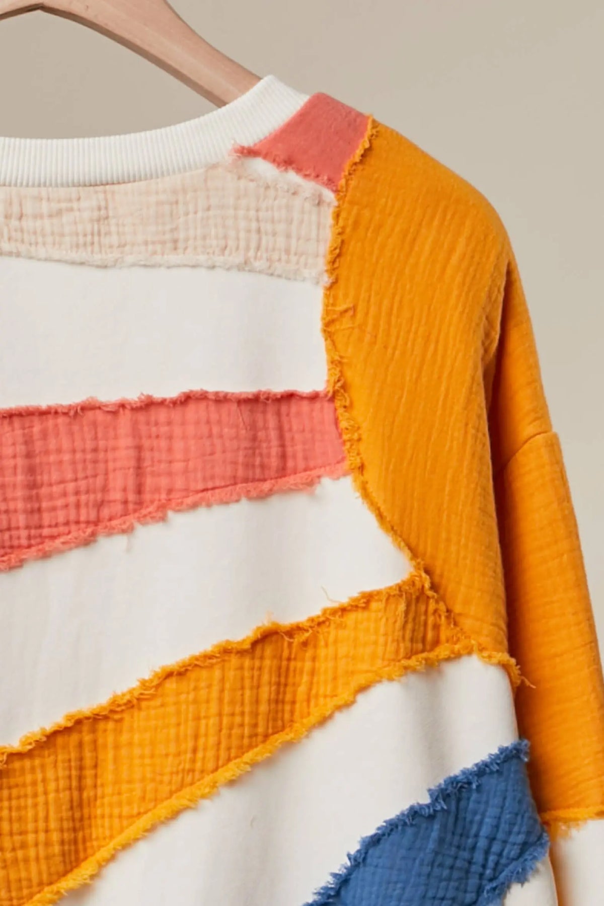Mixed Fabric Sun Patchwork Sweatshirt