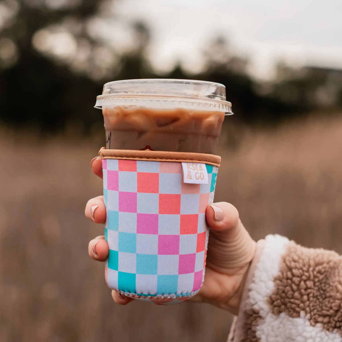 Iced Coffee Drink Sleeve - Checkered