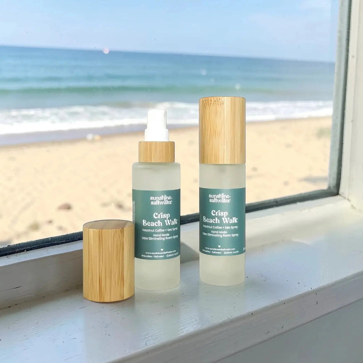 Crisp Beach Walk hazelnut coffee and sea spray Room + Car Spray by Sunshine + Saltwater