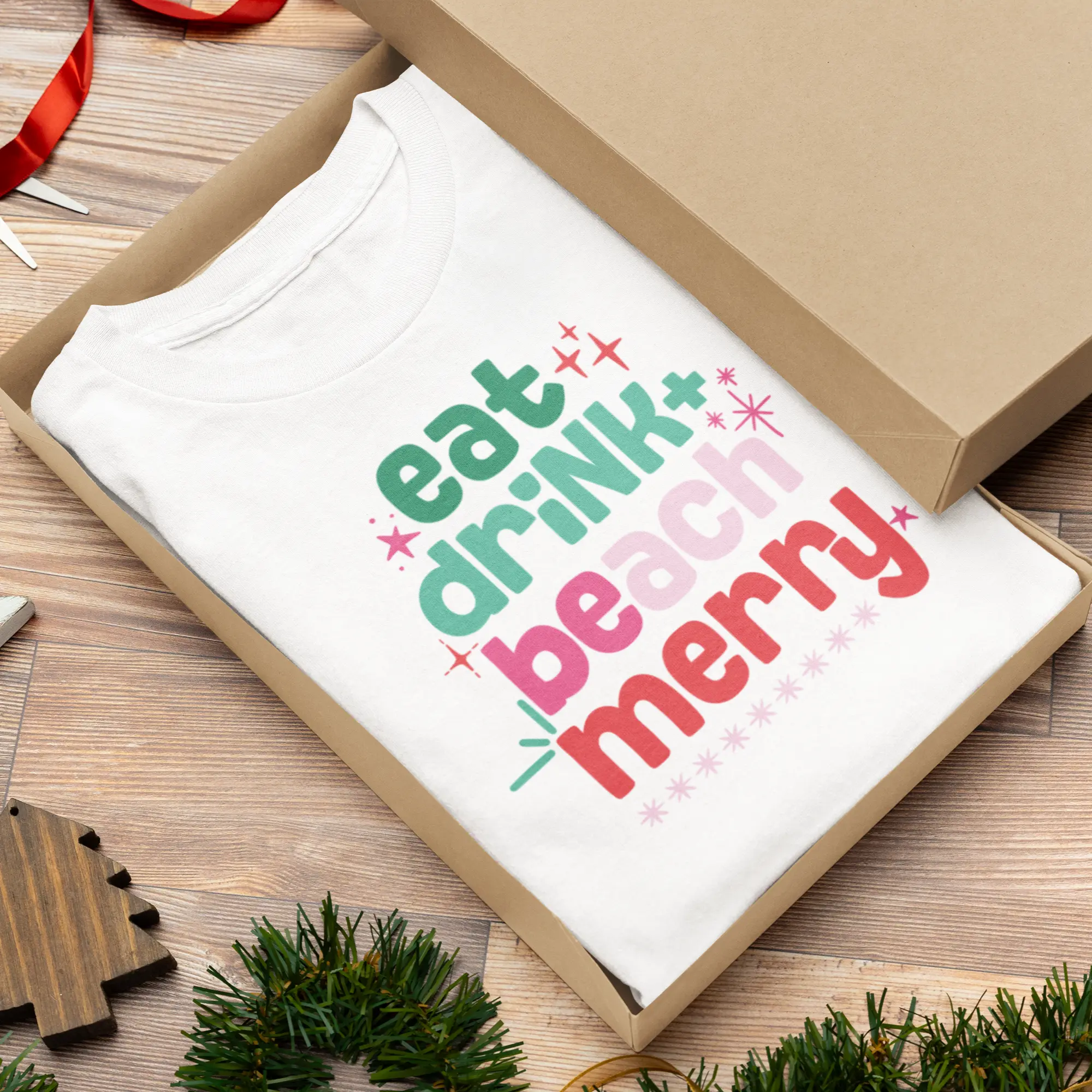 eat drink and beach merry t-shirt gift