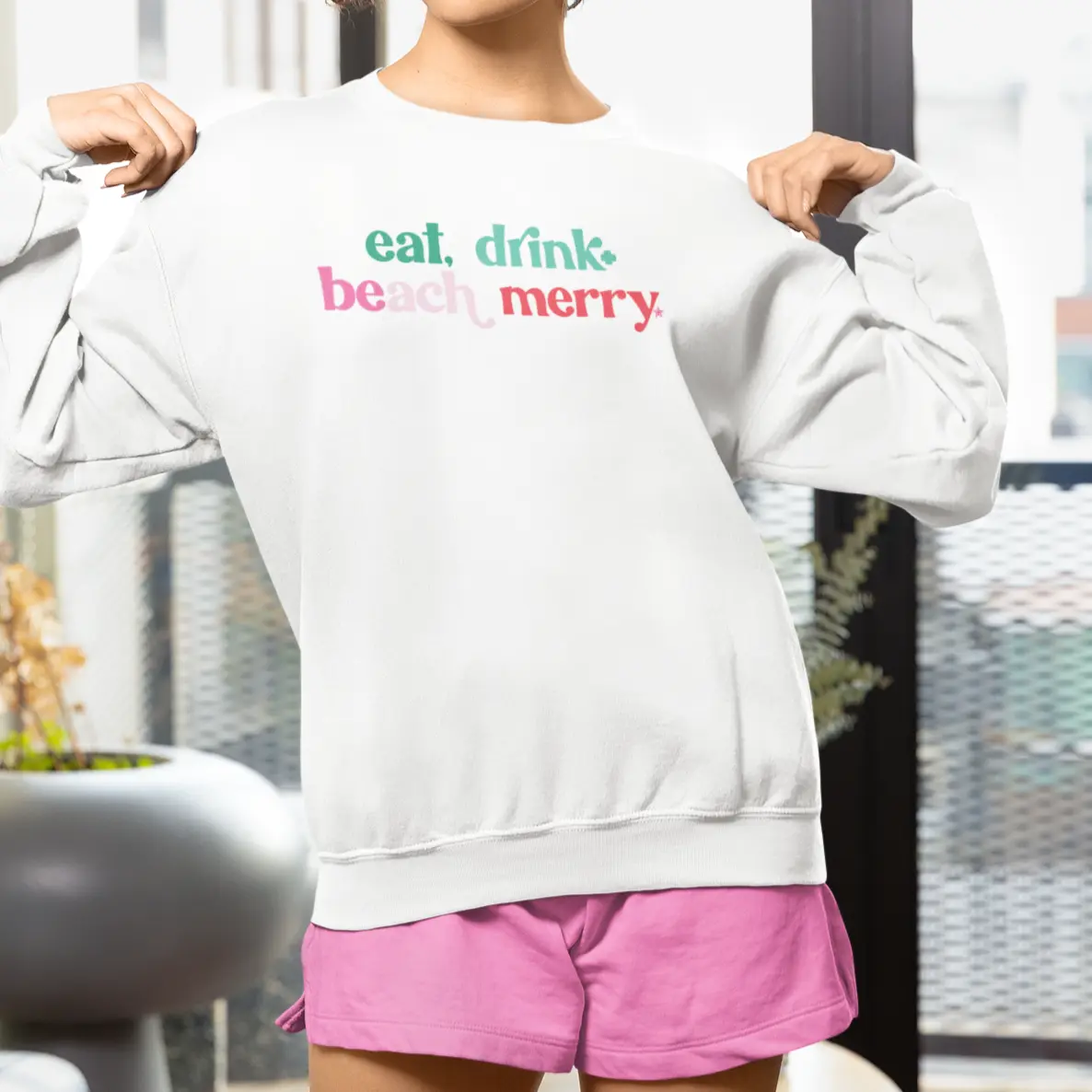 eat drink + beach merry sweatshirt beach christmas