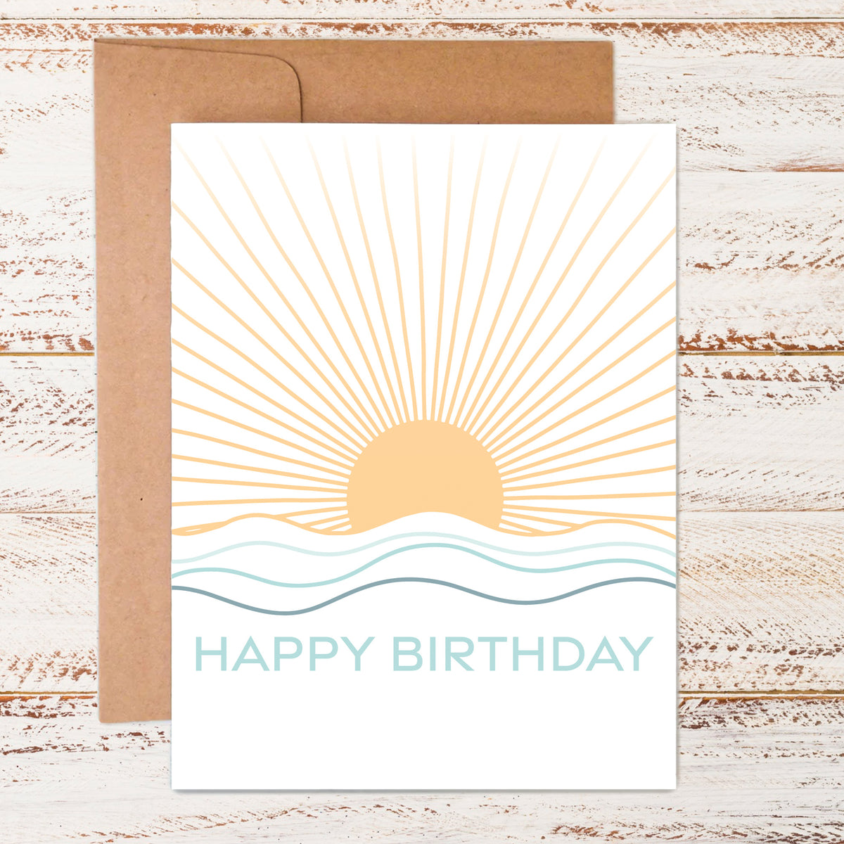 happy birthday sunrise beach note card