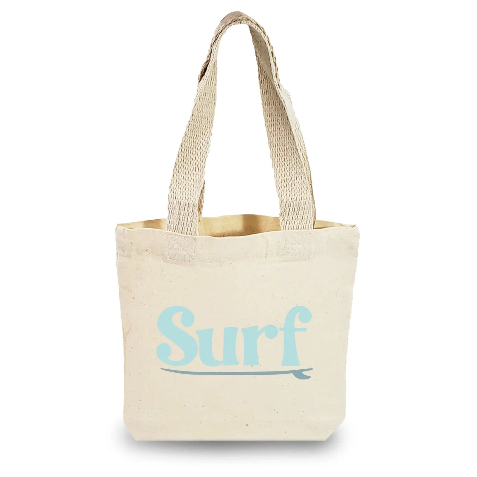 mini canvas gift bag with surf graphic and handles