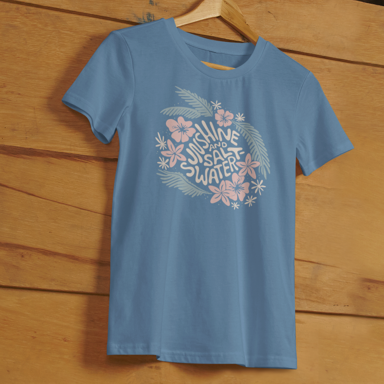 新作salsation Tシャツ With split M Light blue Tropical Blues | Wave-Washed T-Shirt - Sunshine + Saltwater