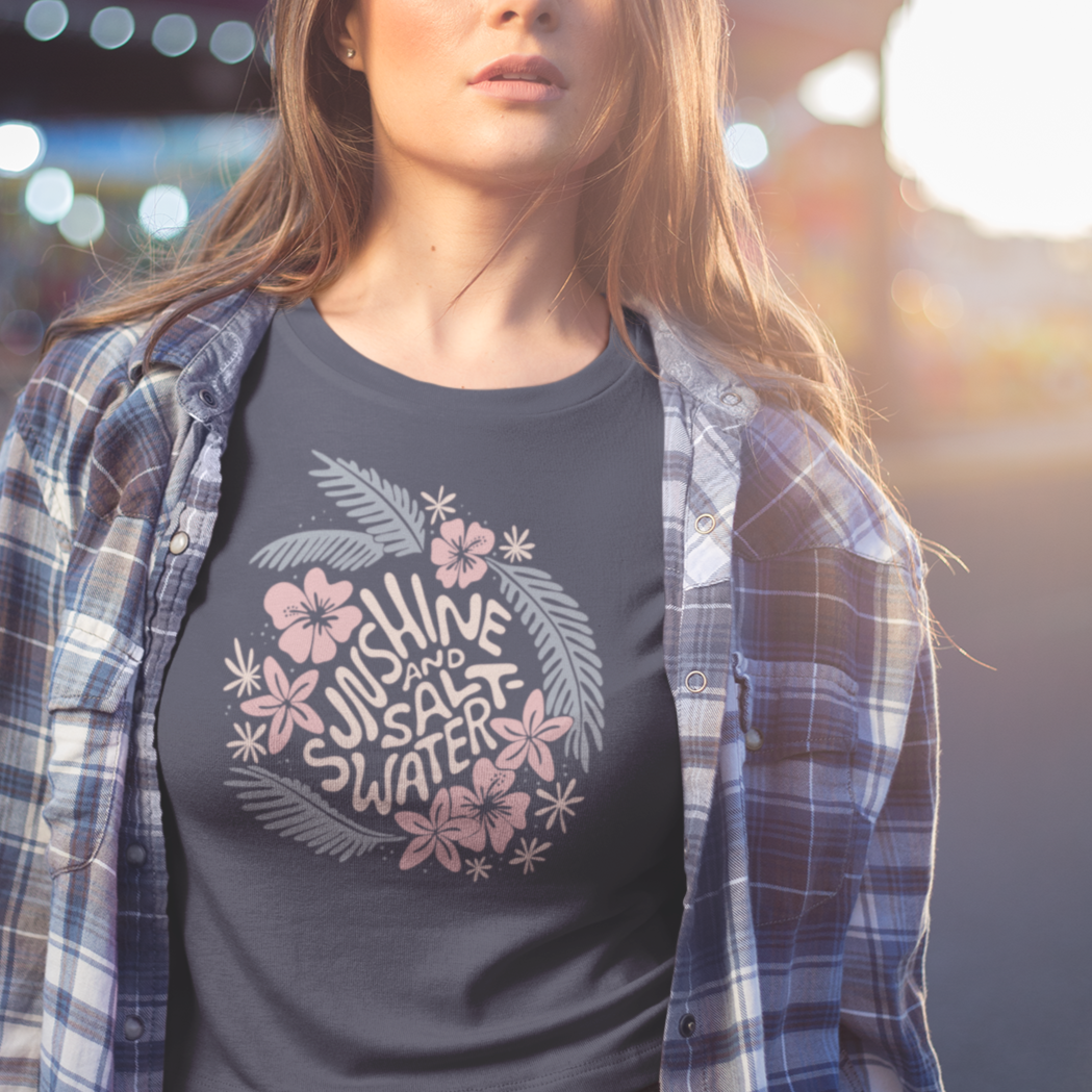 【2plan】Sunshine Beach Lettering Short Sleeve Tee Oversize Bring On The Sunshine T Shirts Women Short Sleeve